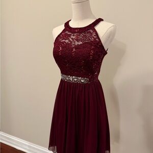 Elegant Burgundy Lace Dress
